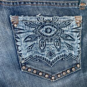 GUESS LOW RISE Premium Embroidered Vintage Blue Jeans ,embroidered size 24